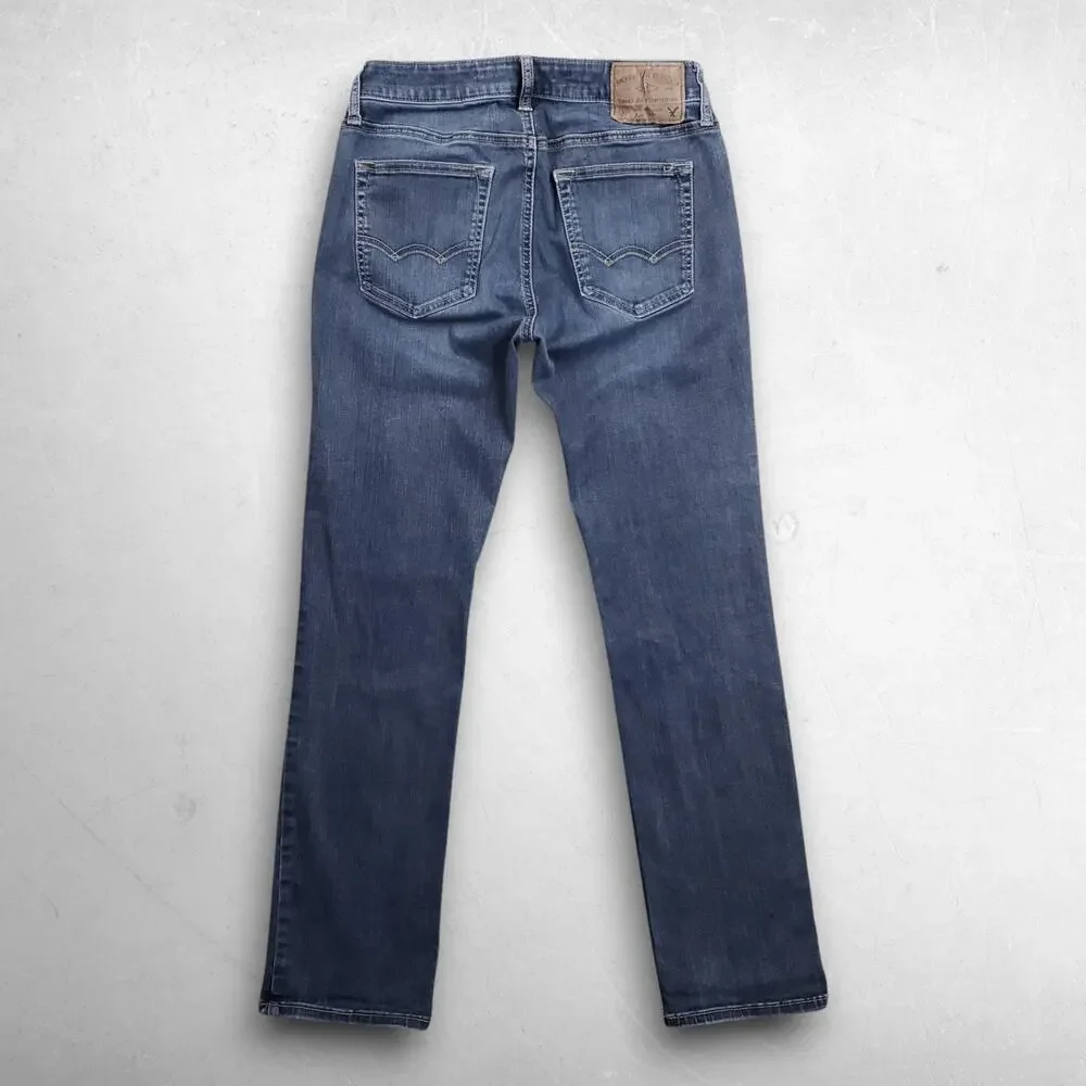 American Eagle Slim Boot Jeans Men 30x30 Blue Extreme Stretch Faded Boho Western